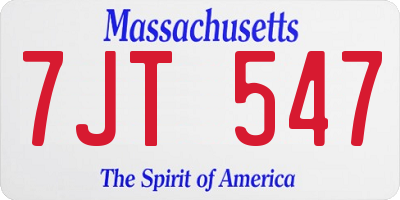 MA license plate 7JT547