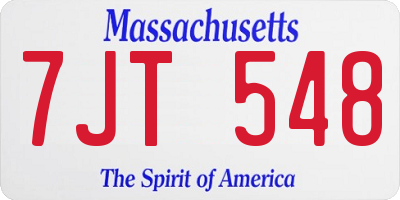 MA license plate 7JT548