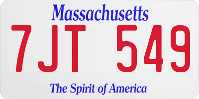 MA license plate 7JT549