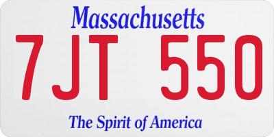 MA license plate 7JT550