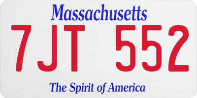MA license plate 7JT552