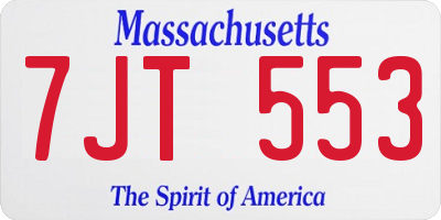 MA license plate 7JT553