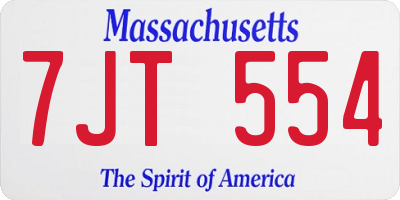 MA license plate 7JT554