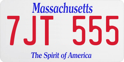 MA license plate 7JT555