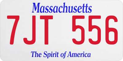 MA license plate 7JT556