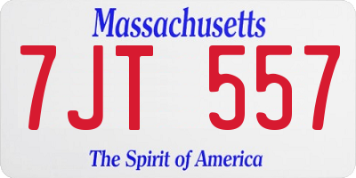MA license plate 7JT557