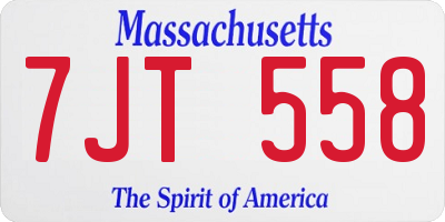 MA license plate 7JT558