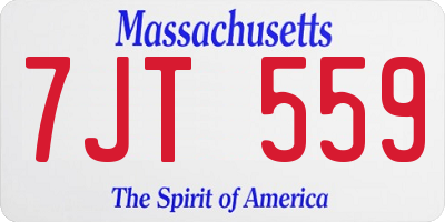 MA license plate 7JT559