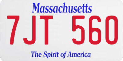 MA license plate 7JT560
