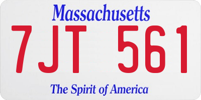 MA license plate 7JT561