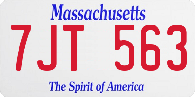 MA license plate 7JT563