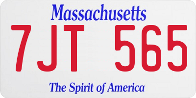 MA license plate 7JT565