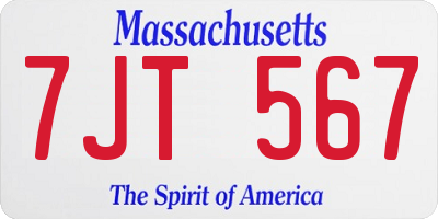 MA license plate 7JT567