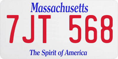 MA license plate 7JT568