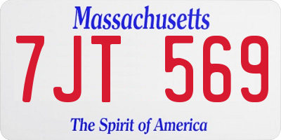MA license plate 7JT569