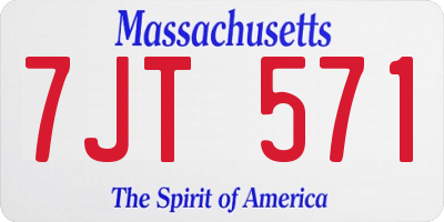 MA license plate 7JT571