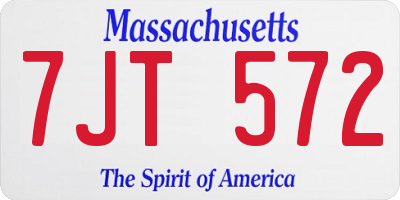 MA license plate 7JT572