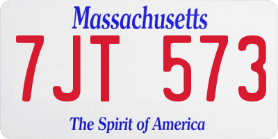 MA license plate 7JT573
