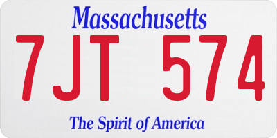 MA license plate 7JT574