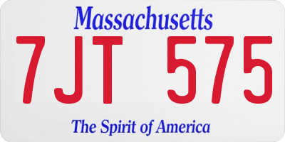 MA license plate 7JT575