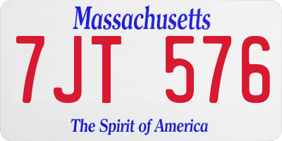 MA license plate 7JT576