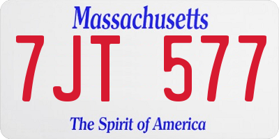 MA license plate 7JT577