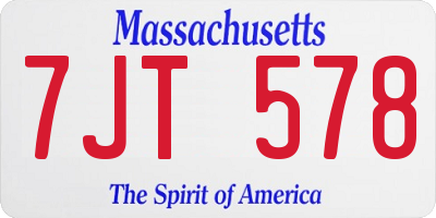 MA license plate 7JT578
