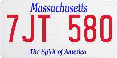 MA license plate 7JT580