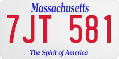 MA license plate 7JT581