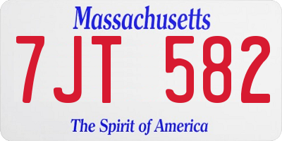 MA license plate 7JT582