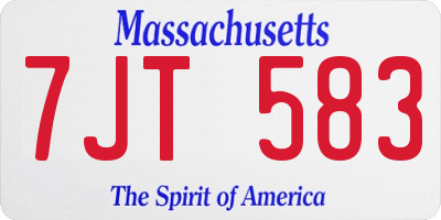 MA license plate 7JT583