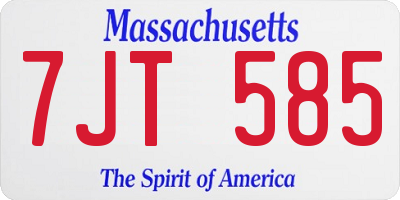 MA license plate 7JT585