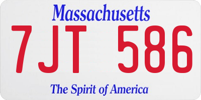 MA license plate 7JT586