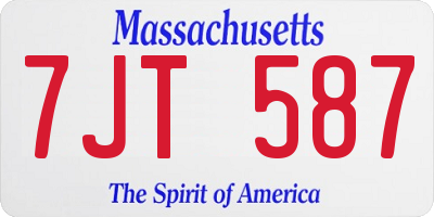 MA license plate 7JT587