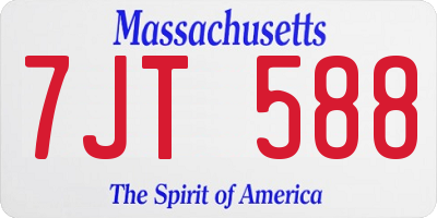 MA license plate 7JT588