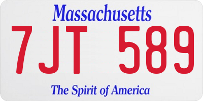 MA license plate 7JT589