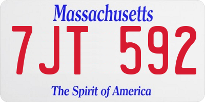 MA license plate 7JT592