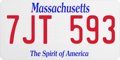 MA license plate 7JT593