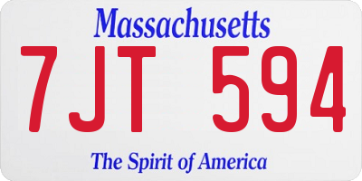 MA license plate 7JT594