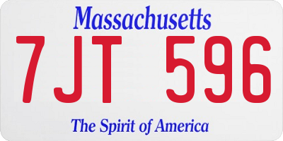 MA license plate 7JT596
