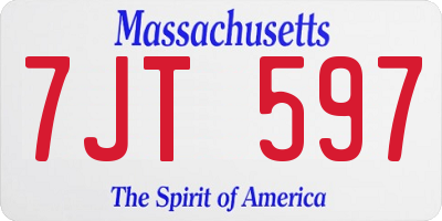 MA license plate 7JT597