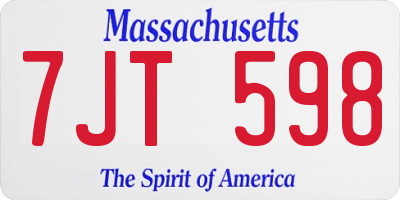 MA license plate 7JT598