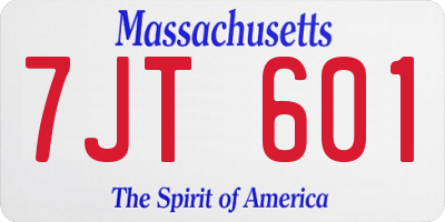 MA license plate 7JT601