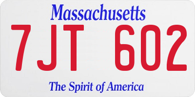 MA license plate 7JT602