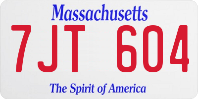 MA license plate 7JT604