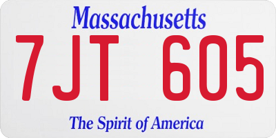 MA license plate 7JT605