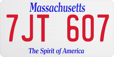 MA license plate 7JT607