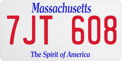 MA license plate 7JT608