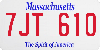MA license plate 7JT610