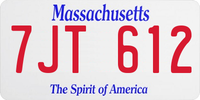 MA license plate 7JT612